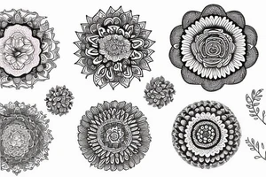 Flora with 2 mandalas tattoo idea