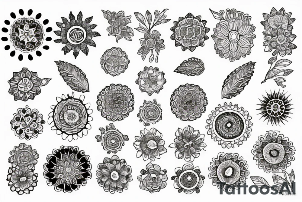 Flora with 2 mandalas tattoo idea