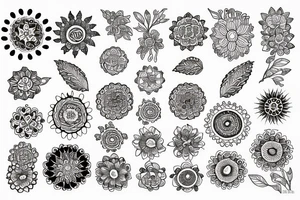 Flora with 2 mandalas tattoo idea