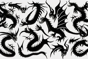 a black dragon with a knife in mouth tattoo idea