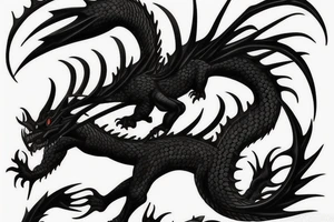 a black dragon with a knife in mouth, 4k realist tattoo idea