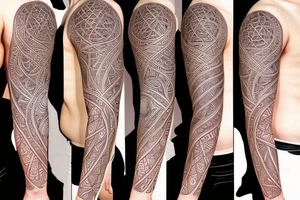 Half sleeve of symmetrical patterns inspired by Meshuggah and Alex grey tattoo idea