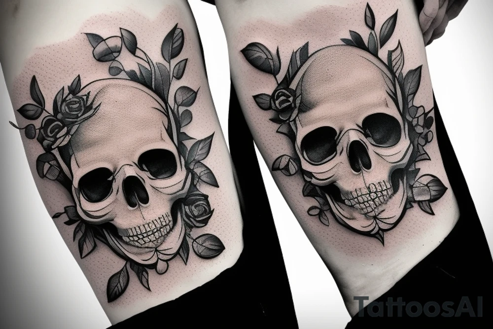 A skull with a Le fort III fracture that has the phrase ”MEMENTO MORI” beneath it tattoo idea