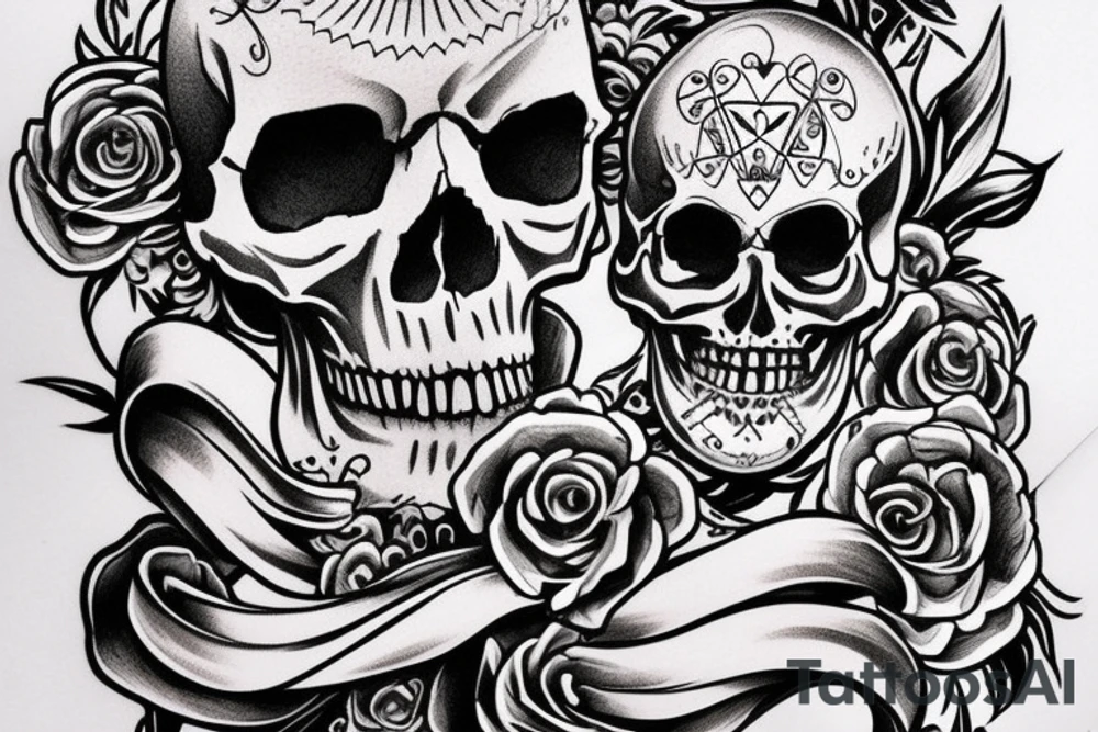 A skull with a Le fort III fracture that has the phrase ”MEMENTO MORI” beneath it tattoo idea