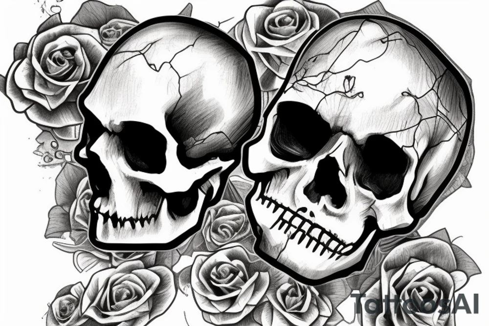 A skull with a Le fort III fracture that has the phrase ”MEMENTO MORI” beneath it tattoo idea