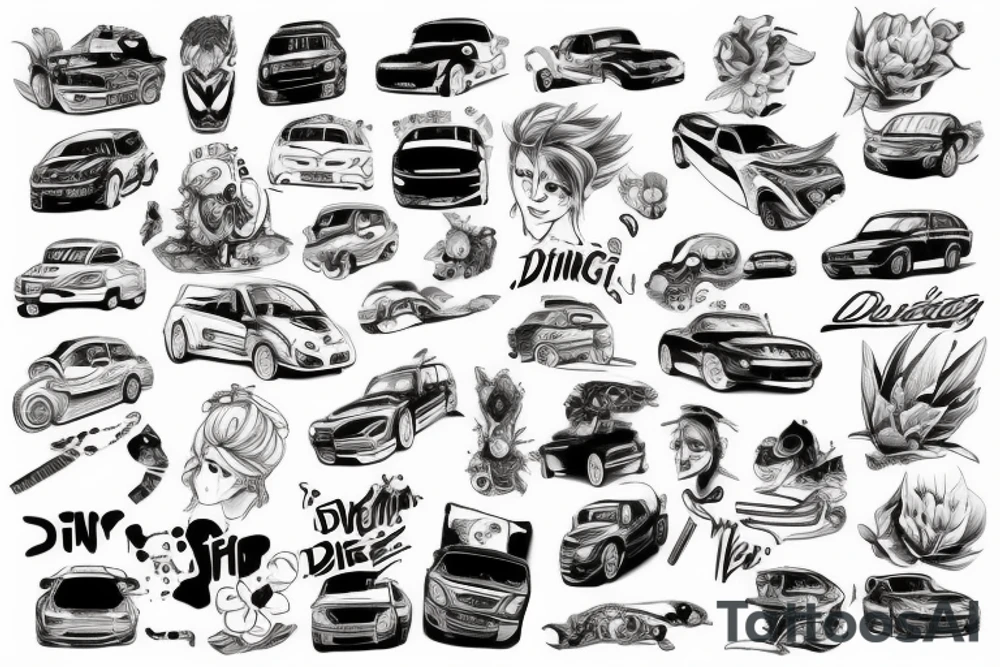 japanese car drifting tattoo idea