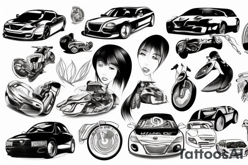 japanese car drifting tattoo idea
