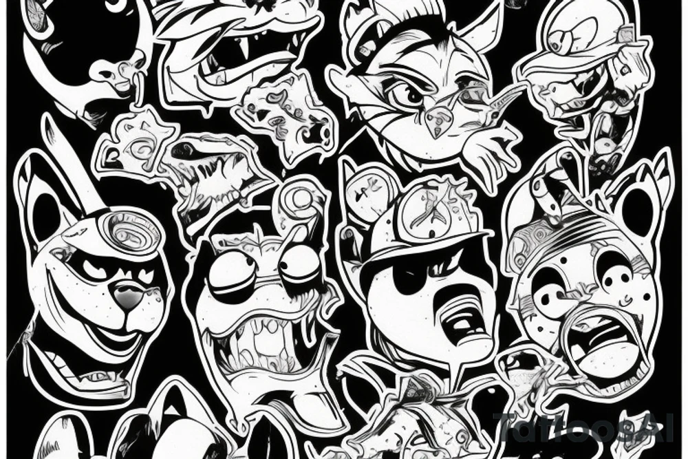 tazmanian devil in hip hop clothes tattoo idea