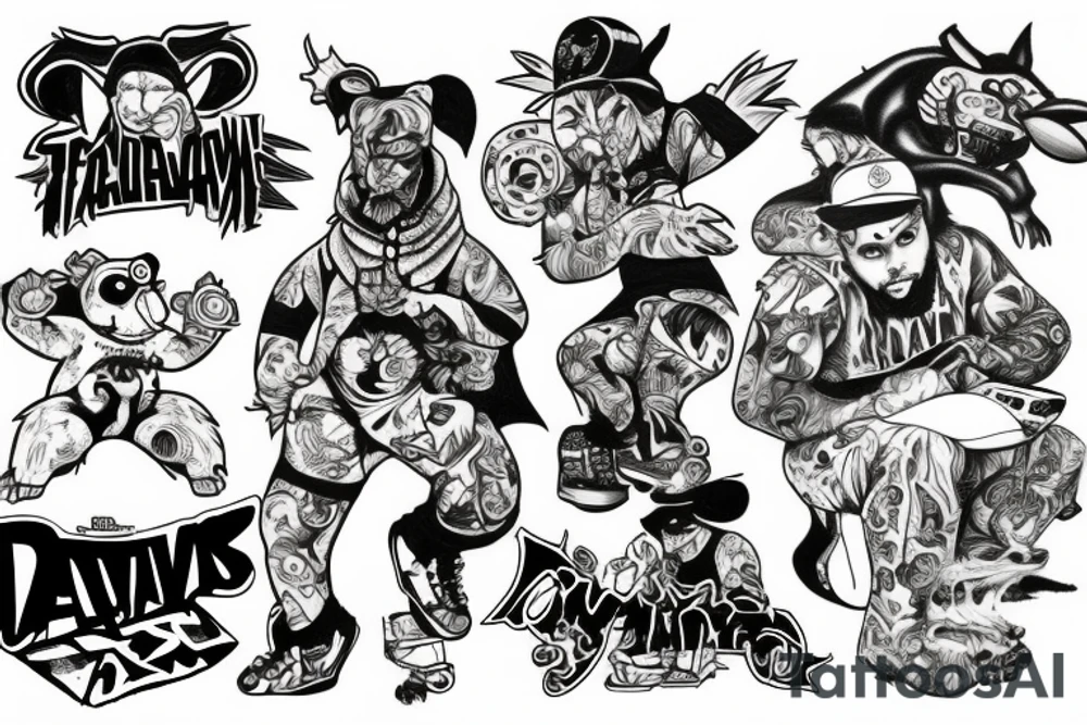 tazmanian devil in hip hop clothes tattoo idea