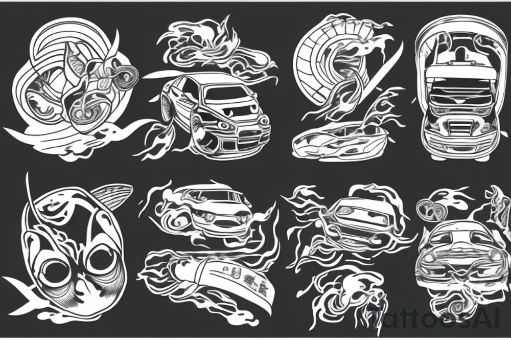 japanese car drifting tattoo idea