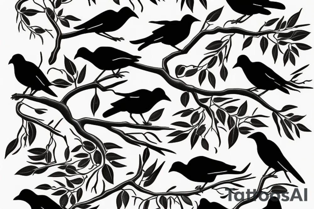 crows on an aspen tree tattoo idea