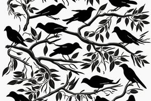 crows on an aspen tree tattoo idea