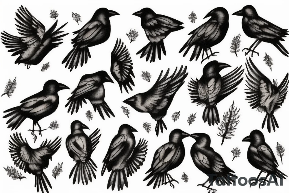 crows on an aspen tree tattoo idea