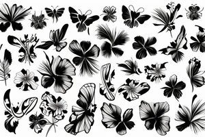 Butterfly hibiscus flower black bamboo tattoo idea