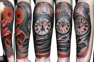 sun and clock tattoo idea