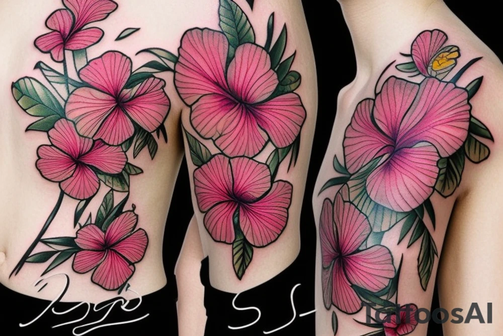 Butterfly hibiscus flower tattoo idea