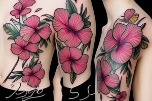 Butterfly hibiscus flower tattoo idea