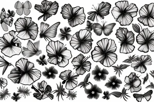 Butterfly hibiscus flower tattoo idea