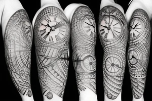sun and clock tattoo idea