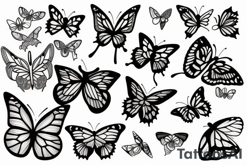 Butterfly surrounded by bamboo tattoo idea