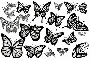 Butterfly surrounded by bamboo tattoo idea