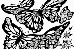 Butterfly surrounded by bamboo tattoo idea