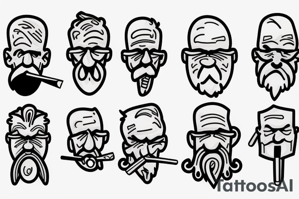 Old man smoking pipe tattoo idea