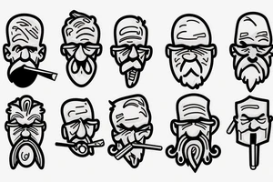 Old man smoking pipe tattoo idea