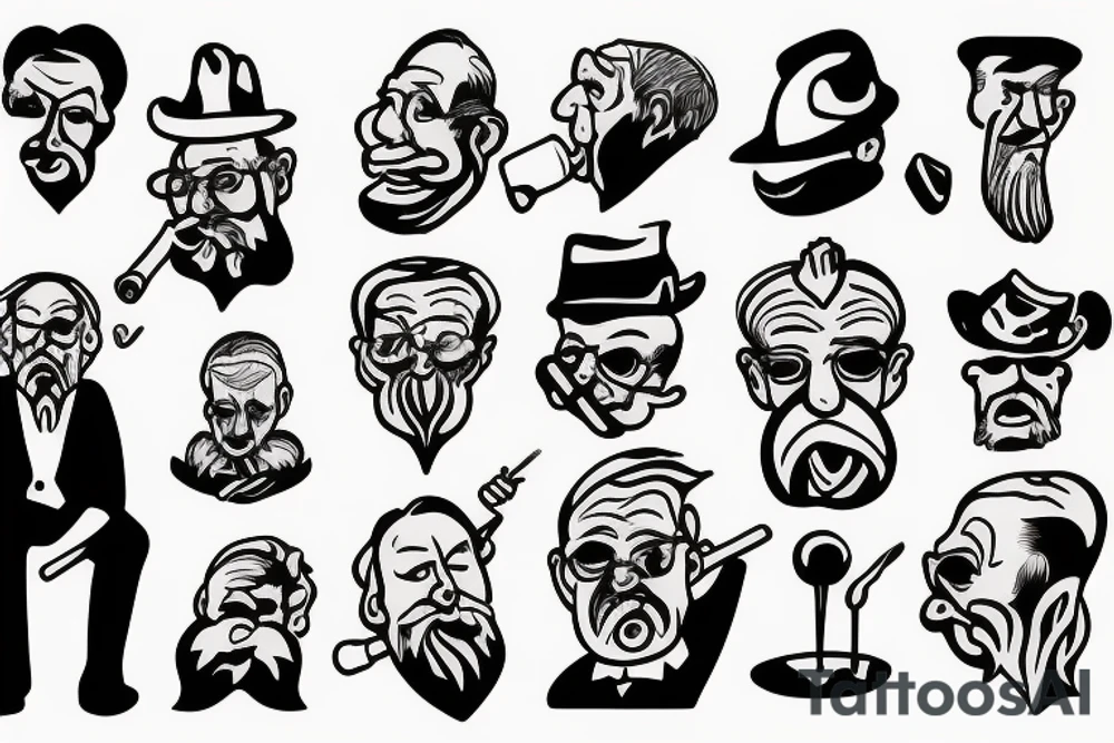 Old man smoking pipe tattoo idea