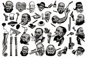 Old man smoking pipe tattoo idea