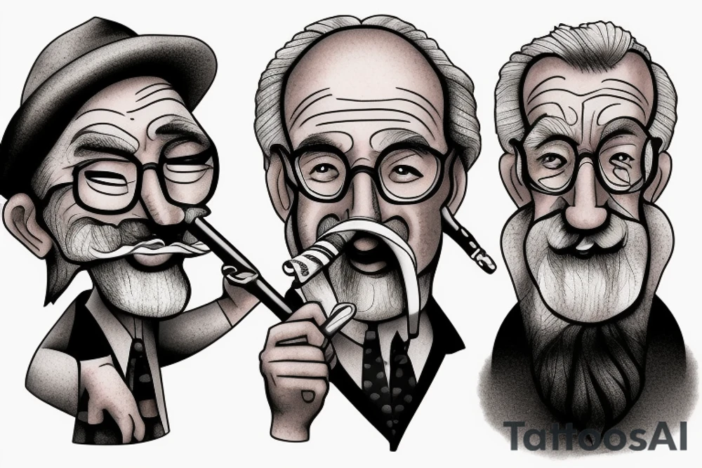 Old man smoking pipe tattoo idea
