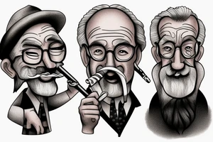 Old man smoking pipe tattoo idea