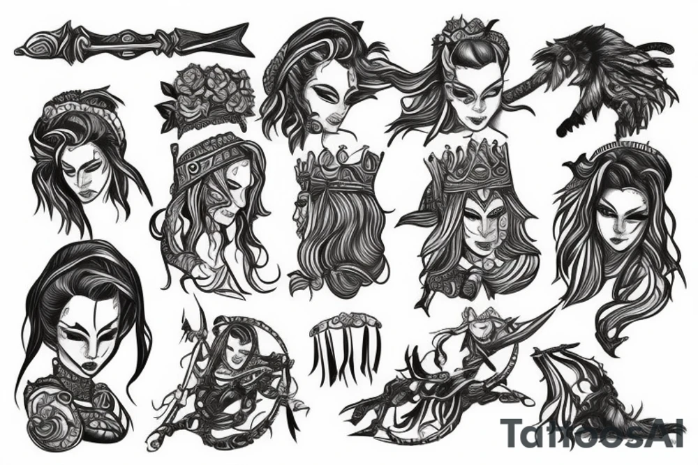 Female warrior behind a castle tattoo idea
