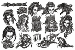 Female warrior behind a castle tattoo idea