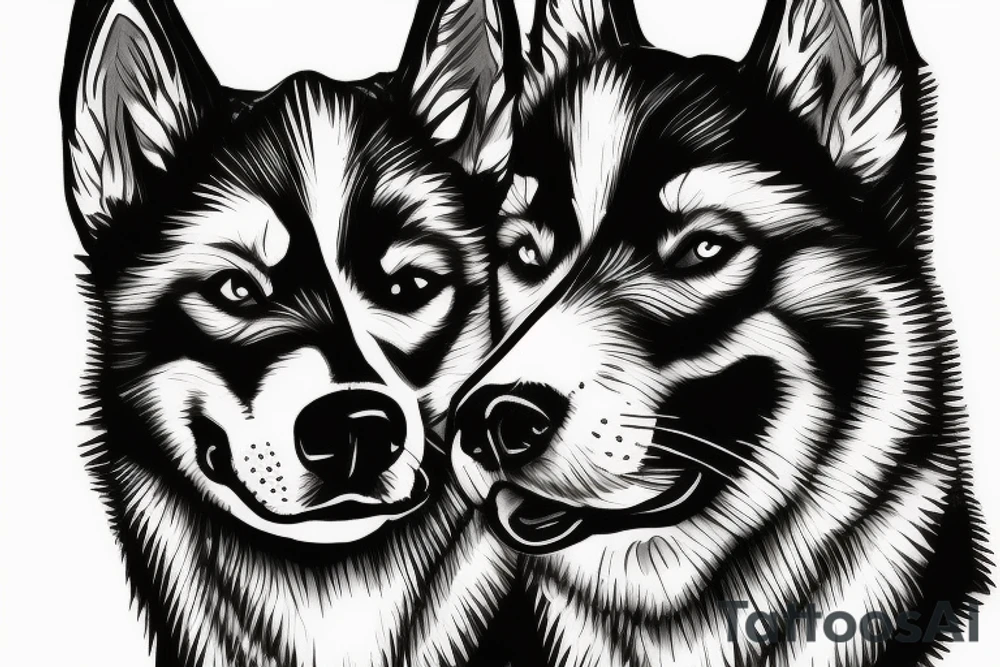Black and white Husky dog tattoo idea