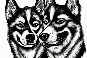 Black and white Husky dog tattoo idea