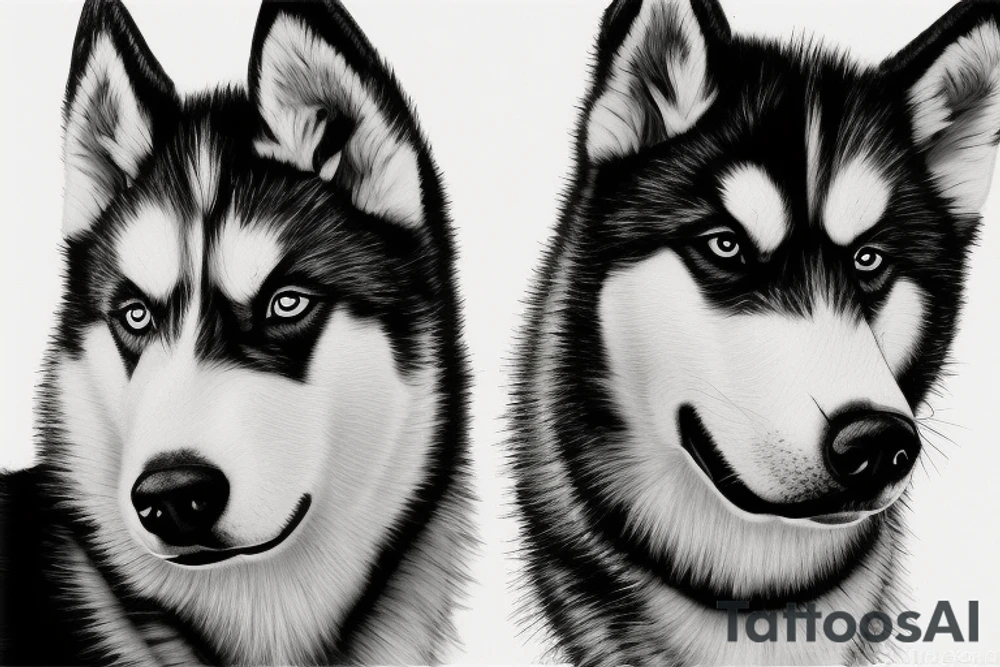 Black and white Husky dog tattoo idea