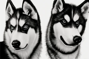 Black and white Husky dog tattoo idea