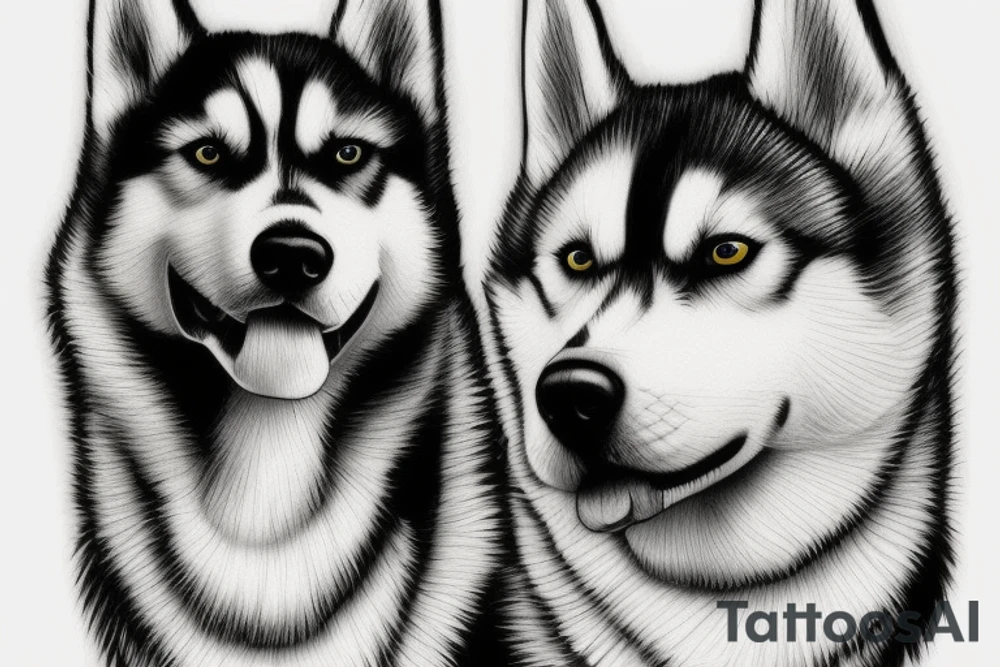 Black and white Husky dog tattoo idea