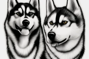 Black and white Husky dog tattoo idea