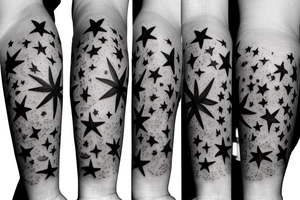 clouds with stars and flowers tattoo idea