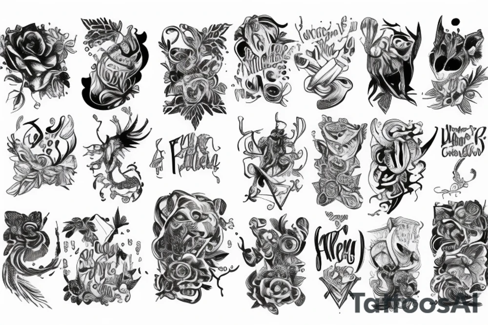 Text Dewin sleeve tattoo idea