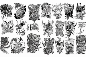 Text Dewin sleeve tattoo idea