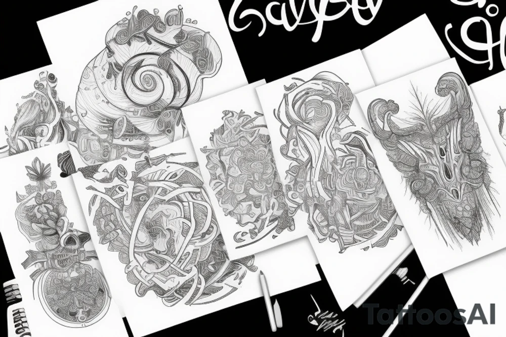 Text Dewin sleeve tattoo idea