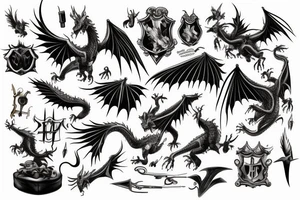harry potter flying broom and fighting dragon tattoo idea