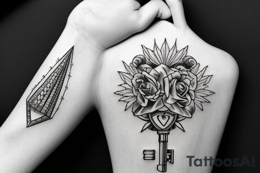 vintage key tattoo idea