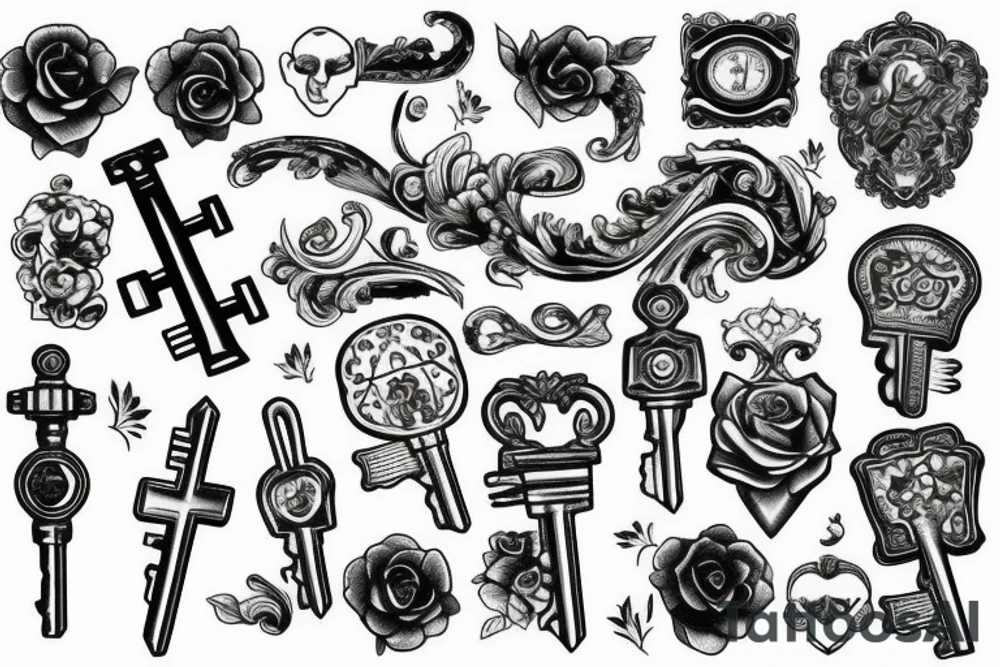 vintage key tattoo idea