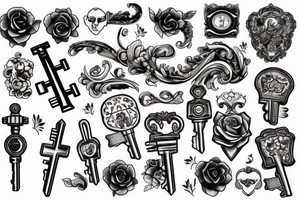 vintage key tattoo idea