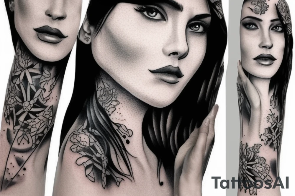 realistic woman fantasy tattoo idea