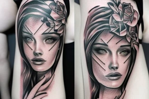 realistic woman fantasy tattoo idea